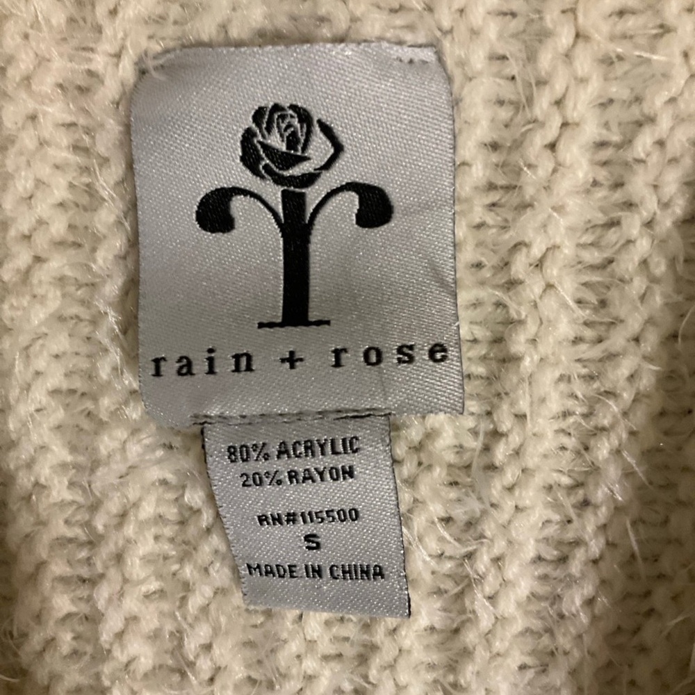 Rain + Rose black, cream long sleeveless cardigan with asymmetrical hem, S - Picture 3 of 6